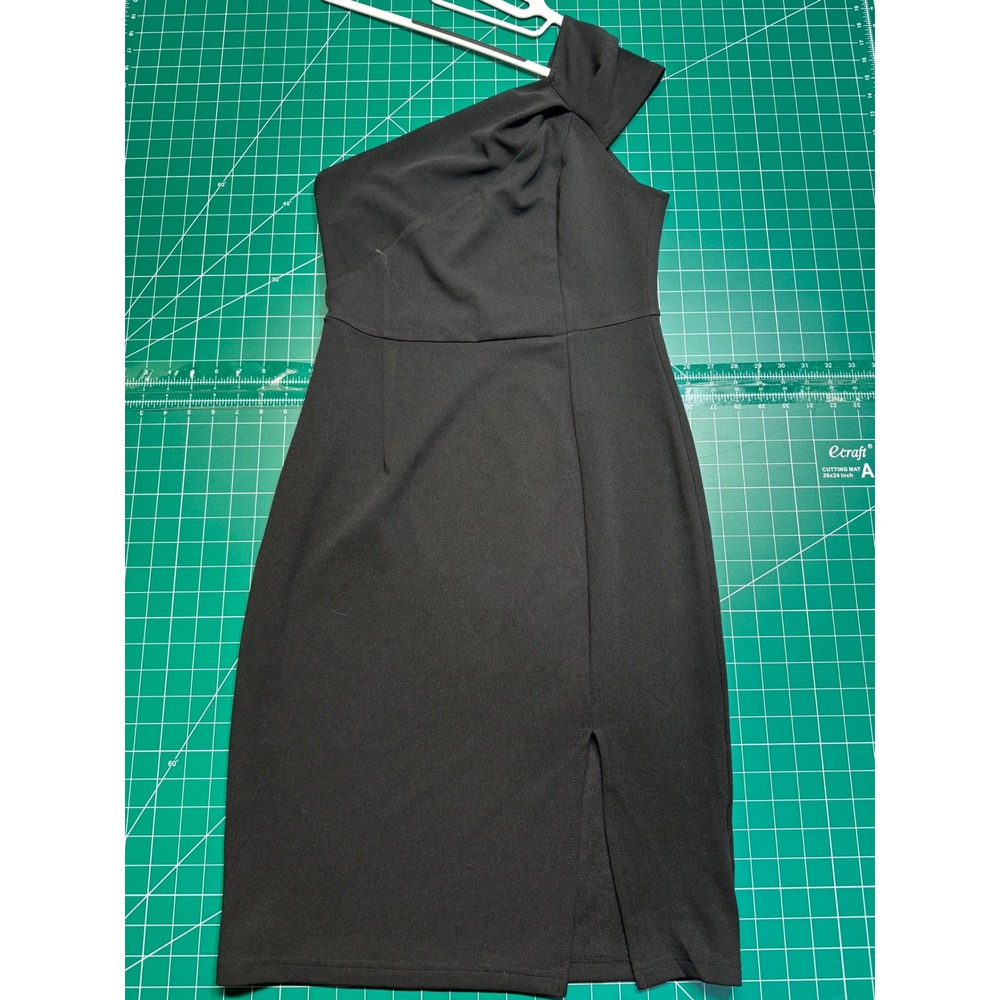 Allegra K Womens Black One Shoulder Knotted Cocktail Bodycon Dress Size M Slit